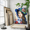 Девушка с стиле ретро Портрет Люди Женщины Цветы Розы 80х100 Раскраска картина по номерам на холсте