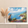 Цветы на берегу моря Пейзаж Лето Природа Интерьерная 100х125 Раскраска картина по номерам на холсте