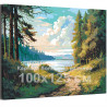 Лето у реки Природа Лес Пейзаж Интерьерная 100х125 Раскраска картина по номерам на холсте