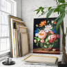 Пионы и садовые цветы в вазе Натюрморты Букет Интерьерная 80х100 Раскраска картина по номерам на холсте