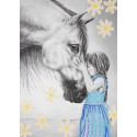 Девочка и лошадь Канва с рисунком для вышивки бисером Конек