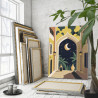 Восточный дом и луна Страны Пейзаж Ночь Минимализм Интерьерная 60х80 Раскраска картина по номерам на холсте