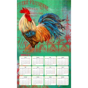 Петух Календарь 2017г Алмазная частичная вышивка (мозаика) Color Kit | Купить календарь