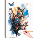 Сова в сумерках Птицы Бабочки Осень Листья Филин Раскраска картина по номерам на холсте