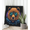 Стильный медведь меломан Животные Хищники Для детей Раскраска картина по номерам на холсте