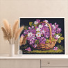 Корзина с фиолетовыми цветами Букет Сирень Натюрморт Лето Раскраска картина по номерам на холсте