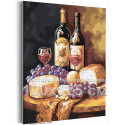 Натюрморт с сыром и вином Фрукты Для кухни еда Интерьерная Италия 100х125 Раскраска картина по номерам на холсте