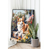 Корги в цветах Собаки Животные Лето Природа 100х125 Раскраска картина по номерам на холсте