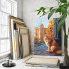 Рыжий кот в осеннем городе Животные Кошки Городской пейзаж Интерьерная 80х100 Раскраска картина по номерам на холсте