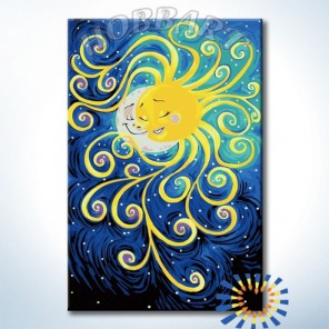 Солнце и Луна Раскраска картина по номерам акриловыми красками на холсте Hobbart