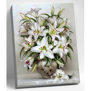  Букет белых лилий (И. Бузин) Раскраска картина по номерам на холсте Molly KK0851