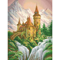 Замок в горах Канва с рисунком для вышивания Конек