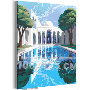 Восточный дворец Пейзаж Лето Дом Турция Вода 100х125 Раскраска картина по номерам на холсте