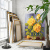 Желтые розы на столе Натюрморт Цветы в вазе Букет Маме Интерьерная 100х125 Раскраска картина по номерам на холсте