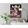 Натюрморт с чихуахуа цветами и фруктами Животные Собаки Вино Интерьерная 100х125 Раскраска картина по номерам на холсте