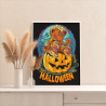 Мишка Тедди на тыкве Хэллоуин Раскраска картина по номерам на холсте