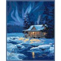 Хижина залитая лунным светом Раскраска картина по номерам Dimensions