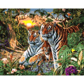 Семья тигров Раскраска картина по номерам акриловыми красками на холсте