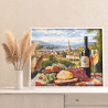Вино и фрукты на фоне Итальянского городка Натюрморт Природа Раскраска картина по номерам на холсте