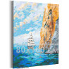 Парусник у скалы Корабль Горы Морской пейзаж Море Океан 80х100 Раскраска картина по номерам на холсте