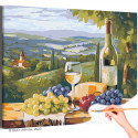 Натюрморт с виноградом и бокалом вина Италия Еда Природа Пейзаж Лето Для кухни Интерьерная Раскраска картина по номерам на холсте