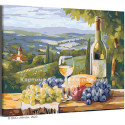Натюрморт с виноградом и бокалом вина Италия Еда Природа Пейзаж Лето Для кухни Интерьерная 80х100 Раскраска картина по номерам на холсте