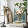 Белые цветы в прозрачной вазе Букет Натюрморт Лилии Интерьерная 80х100 Раскраска картина по номерам на холсте