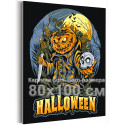 Злая тыква с ножом Хэллоуина Happy Halloween Праздник 80х100 Раскраска картина по номерам на холсте