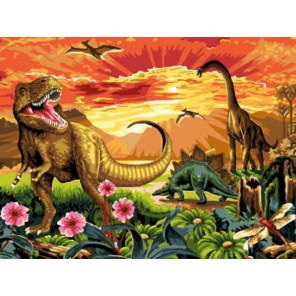 Земля динозавров Раскраска картина по номерам акриловыми красками на холсте