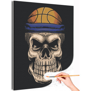 Череп баскетболиста Спорт Раскраска картина по номерам на холсте