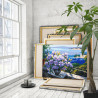 Ваза с цветами на фоне морского пейзажа Букет Природа Греция Лето 100х125 Раскраска картина по номерам на холсте