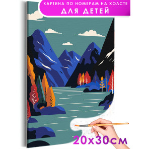 Живописная осень на горном озере Пейзаж Природа Горы Маленькая Раскраска картина по номерам на холсте