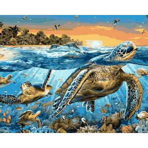 Морские черепахи Раскраска картина по номерам акриловыми красками на холсте Menglei