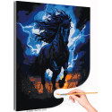 Черная лошадь на природе Животные Конь Ночь Раскраска картина по номерам на холсте