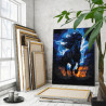 Черная лошадь на природе Животные Конь Ночь 100х125 Раскраска картина по номерам на холсте