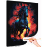 Черный конь на природе Животные Лошадь Огонь Раскраска картина по номерам на холсте