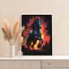 Черный конь на природе Животные Лошадь Огонь Раскраска картина по номерам на холсте
