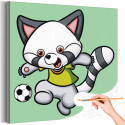 Енот футболист Животные Спорт Для детей Детская Для девочек Для мальчика Легкая Раскраска картина по номерам на холсте