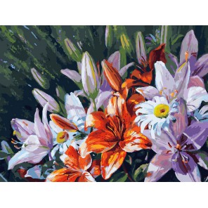 Лилии из сада Раскраска картина по номерам акриловыми красками на холсте Белоснежка