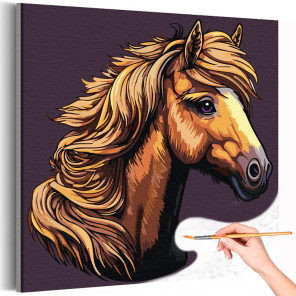 1 Гнедой жеребенок Животные Лошадь Конь Для детей Детская Для девочек Для мальчика Раскраска картина по номерам на холсте