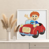 3 Мальчик на красной машине Ребенок Автомобиль Для детей Детская Для девочек Для мальчиков Простая Раскраска картина по номерам 