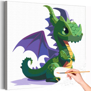 1 Маленький дракон с фиолетовыми крыльями Животные Динозавр Для детей Детская Для девочек Для мальчиков Легкая Раскраска картина