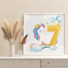 3 Радужный единорог с цифрой семь Коллекция Сute unicorn Праздник Для девочек Детские Для детей Небо Раскраска картина по номера