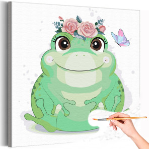 1 Толстая лягушка с цветами Коллекция Cute animals Жаба Животные Для детей Детские Для мальчиков Для малышей Для девочек Раскрас