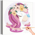 Розовый единорог с цветами и бабочкой Коллекция Сute unicorn Животные Для детей Детские Для девочек Раскраска картина по номерам на холсте
