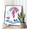 2 Единорог пегас в небе Коллекция Сute unicorn Животные Для детей Детские Для девочек 80х80 Раскраска картина по номерам на холс