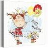 Девочка с цветами и воздушными шарами Коллекция Cute girl Дети Ребенок Для детей Детские Для девочек Праздник 80х80 Раскраска ка