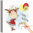 Девочка с цветами и воздушными шарами Коллекция Cute girl Дети Ребенок Для детей Детские Для девочек Праздник Раскраска картина по номерам на холсте