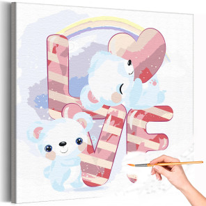 1 Влюбленные белые мишки с сердцем Коллекция Cute love Любовь Романтика Медвежонок Медведь Животные Машина Для детей Детские Для