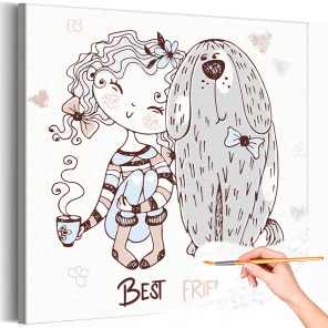 1 Лучший друг собака Коллекция Cute girl Пес Животные Для детей Детские Дети Для девочек Ребенок Раскраска картина по номерам на